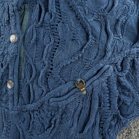 COOGI Blues Authentic Women Sweater Knit Pullover Blue Medium Cotton Henley - Picture 6 of 16